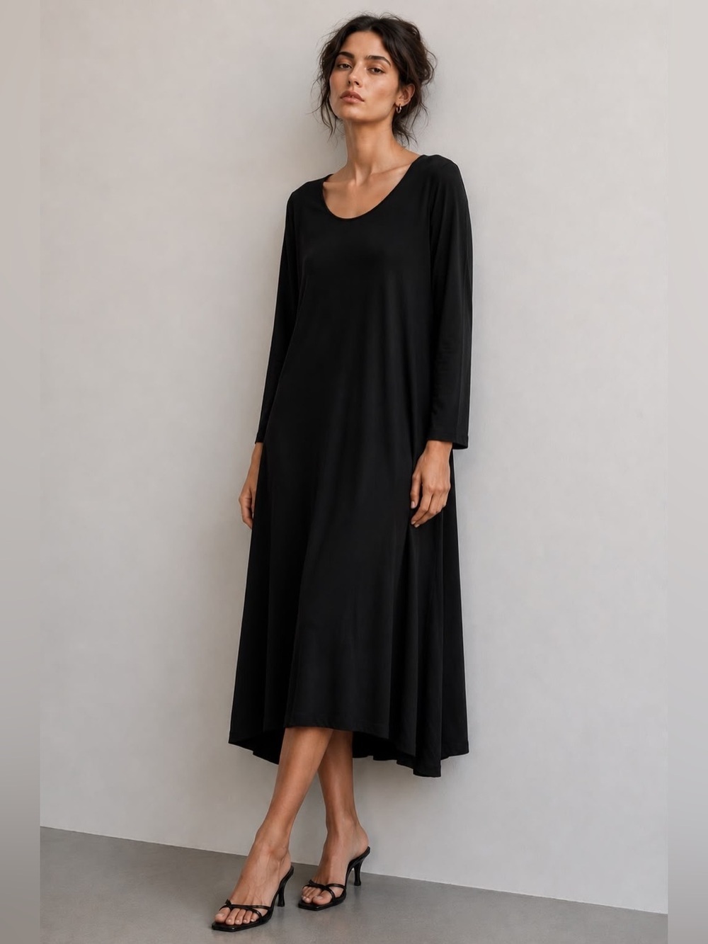 Ann Taylor Black Long Sleeve Midi Dress – Size M